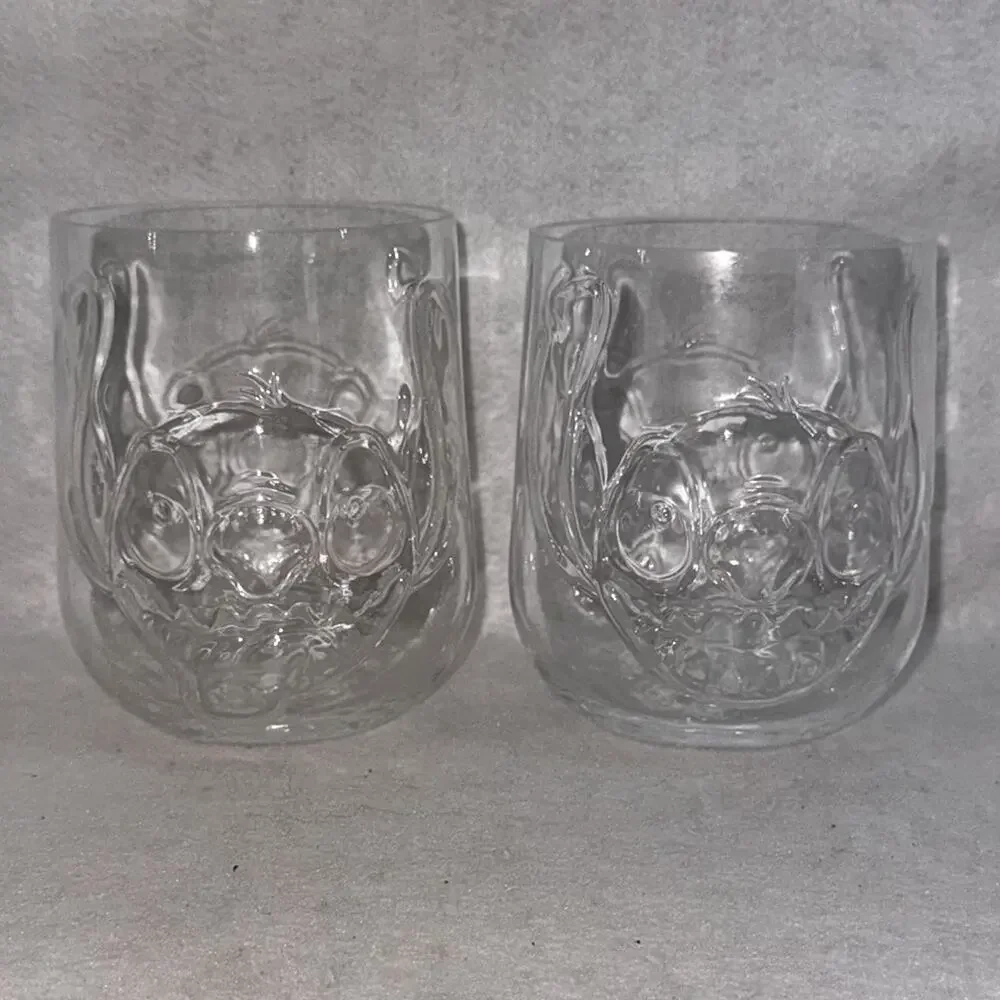 2 EUC Disney Parks Stitch Kitchenware Clear Acrylic Drinking Tumblers 26oz